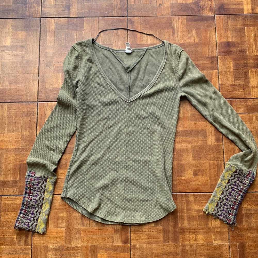 FREE PEOPLE Art School Embroidered Thermal Medium